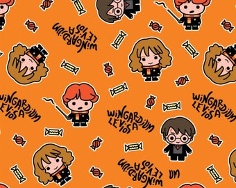 Camelot Fabrics Harry Potter Hogwarts Halloween Orange Premium Quality 100% Cotton Fabric (CA1370KK)