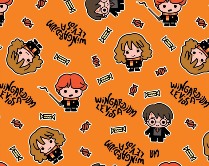 Camelot Fabrics Harry Potter Hogwarts Halloween Orange Premium Quality 100% Cotton Fabric (CA1370KK)