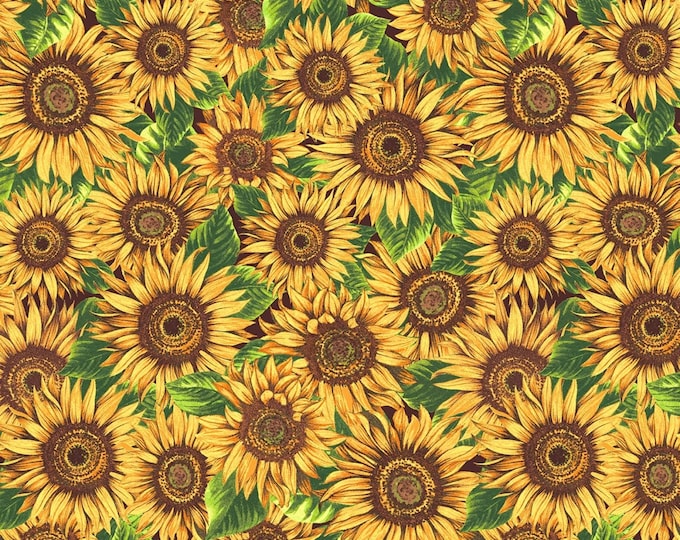 Windham Fabrics One of a Kind Packed Sunflowers Multicolor Premium Quality 100% Cotton Fabric (M25XX)