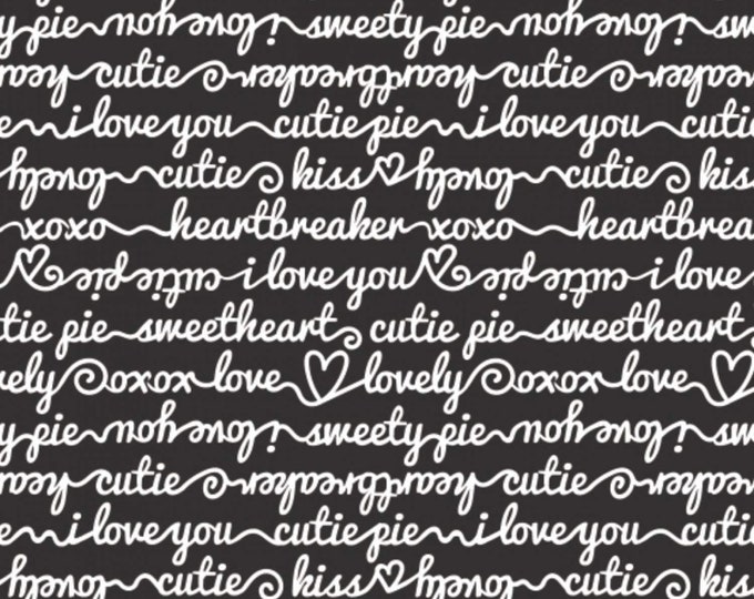 Camelot Fabrics Words of Affection Black Premium Quality 100% Cotton Fabric (CA1415KK)