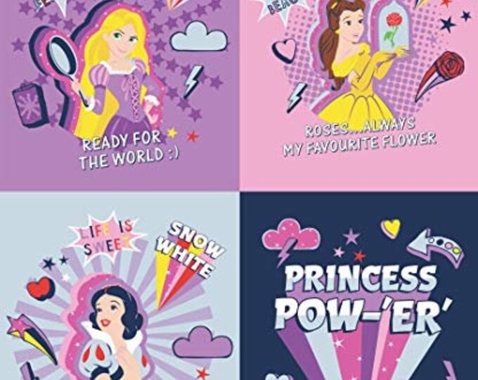 Disney Princess Power Collection 35" Panel Premium Quality 100% Cotton Sold by The Panel. (CA1166KK)