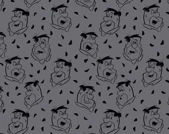 Camelot Fabrics Flintstones Fred in Iron Gray Premium Quality 100% Cotton Fabric (CA508)