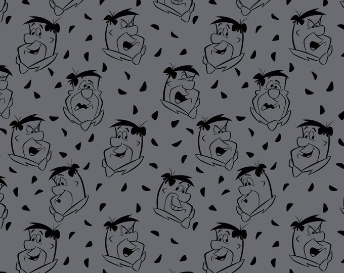 Camelot Fabrics Flintstones Fred in Iron Gray Premium Quality 100% Cotton Fabric (CA508)
