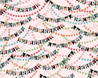 Quilting Treasures Piece Of Cake Banners Pink Premium Quality 100% Cotton Fabric (QT941)