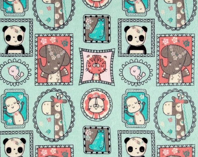 Camelot Fabrics Jungle Frames Aqua Flannel Premium Quality 100% Cotton Fabric (CA867)