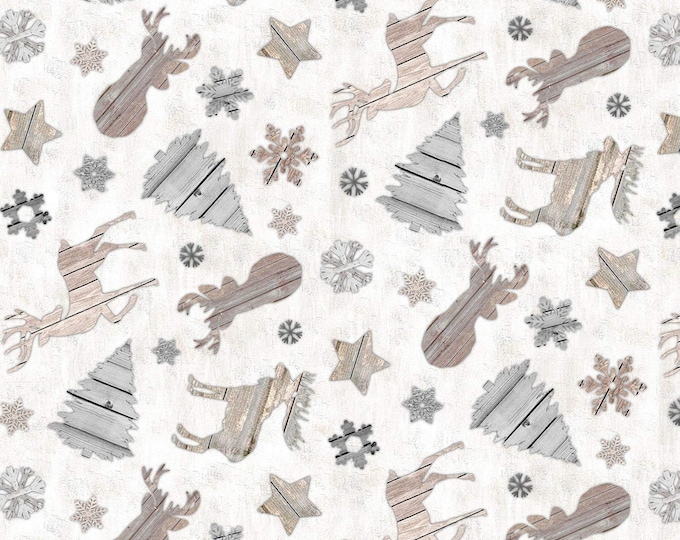 Timeless Treasures Gnome for The Holiday Trees, Snowflakes & Deer Toss  Premium Quality 100% Cotton Fabric (TT936KK)