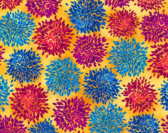 Quilting Treasures Mirage Floral Gold Premium Quality 100% Cotton Fabric (QT1088)