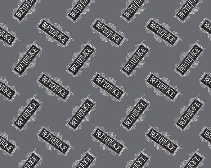 Camelot Fabrics Warner Brothers Beetlejuice Beetlejuice Grey Premium Quality 100% Cotton Fabric (CA977KK)