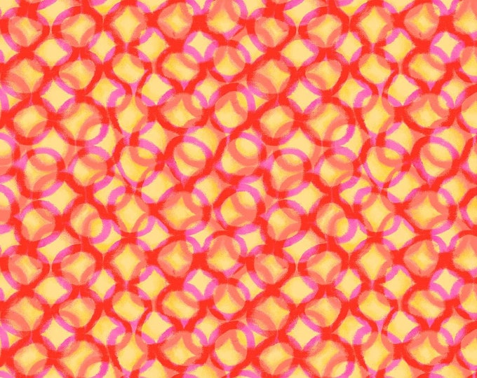 Quilting Treasures Mirage Interlocking Circles Yellow Premium Quality 100% Cotton Fabric (QT1220KK)
