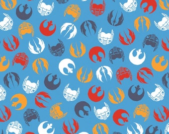 Camelot Fabrics Star Wars Logos & Marks Blue Premium Quality 100% Cotton Fabric (CA1489KK)