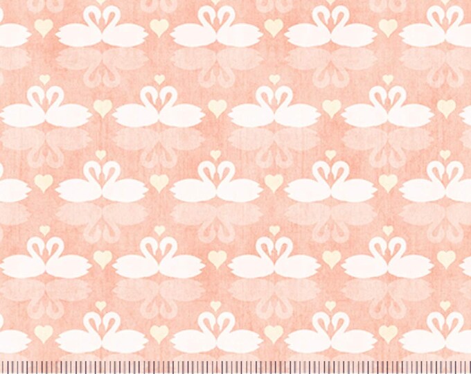Quilting Treasures I Do Wedding Swans Peach Premium Quality 100% Cotton Fabric (QT6)