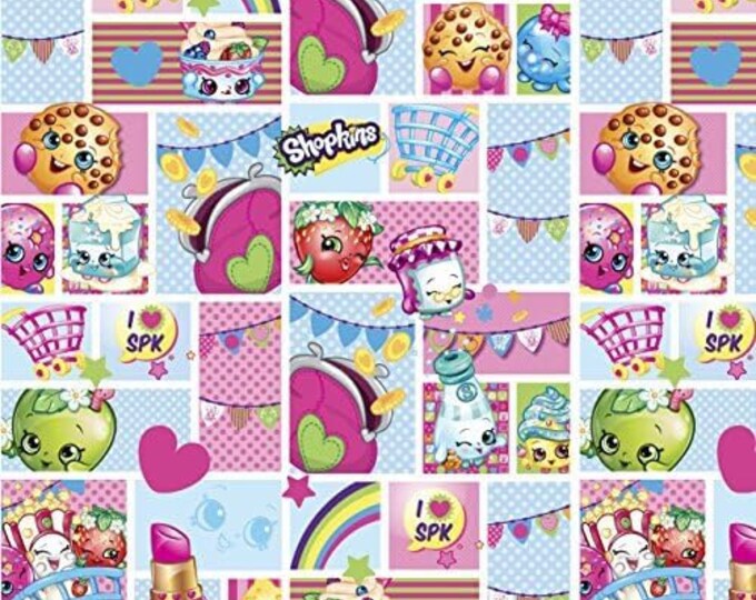 Springs Creative Shopkin Patch Party, Multicolor Premium Quality 100% Cotton Fabric (SC1474)