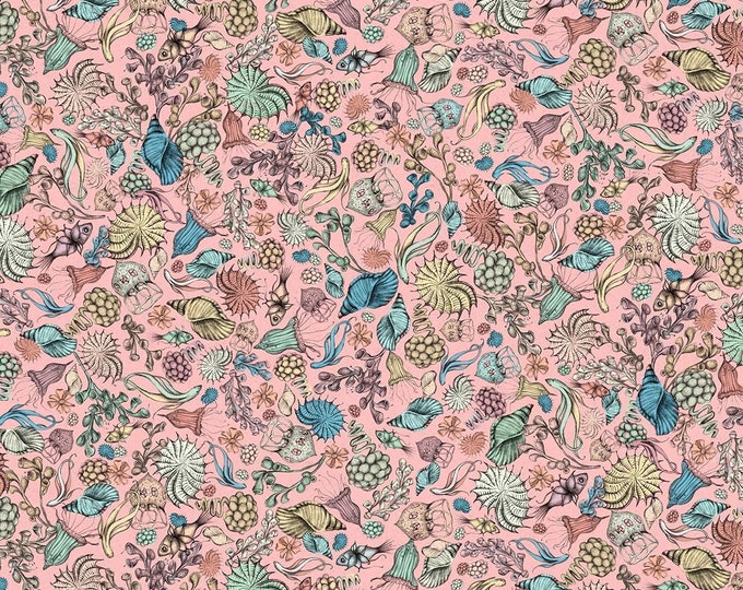 Quilting Treasures Mirabelle Midnight Garden Packed Flowers Pink Premium Quality 100% Cotton Fabric (QT1065)