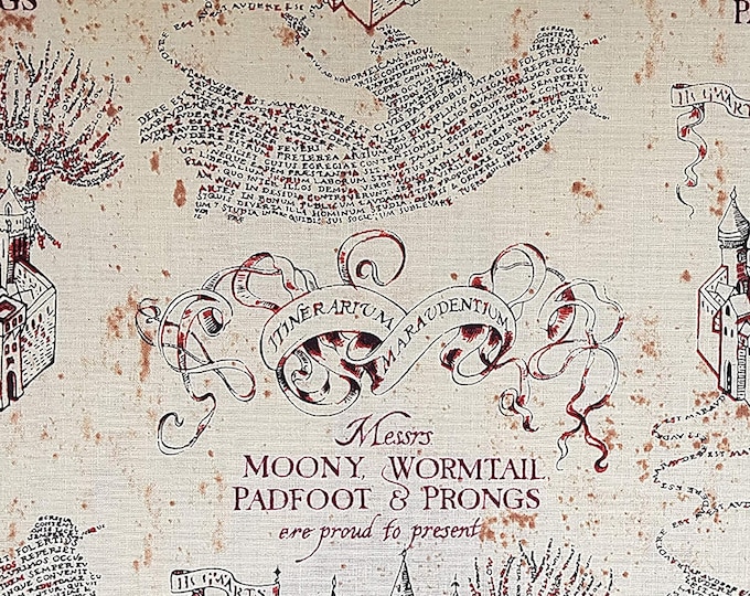 Camelot Fabrics Wizarding World Marauders Map Tan Premium Quality 100% Cotton Fabric (CA1084)