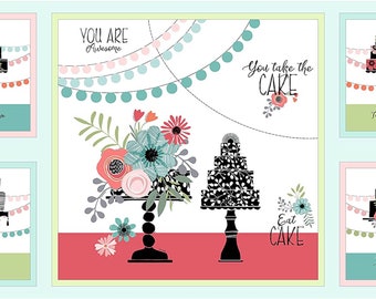 Quilting Treasures Piece of cake Wedding cake Panel 23.5" Premium Quality 100% Cotton Fabric by the Panel  (QT943)
