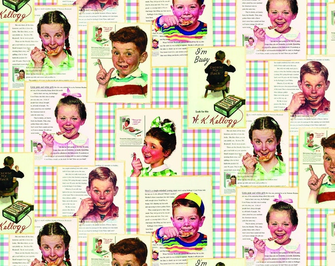 Springs Creative Group Kellogg Vintage Ads Kids Premium Quality 100% Cotton Fabric (SC591)