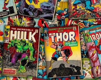 Springs Creative Marvel Comic Retro Covers Multicolor Premium Quality 100% Cotton Fabric by 1/2 of a Yard. (SC96HALFYARD)