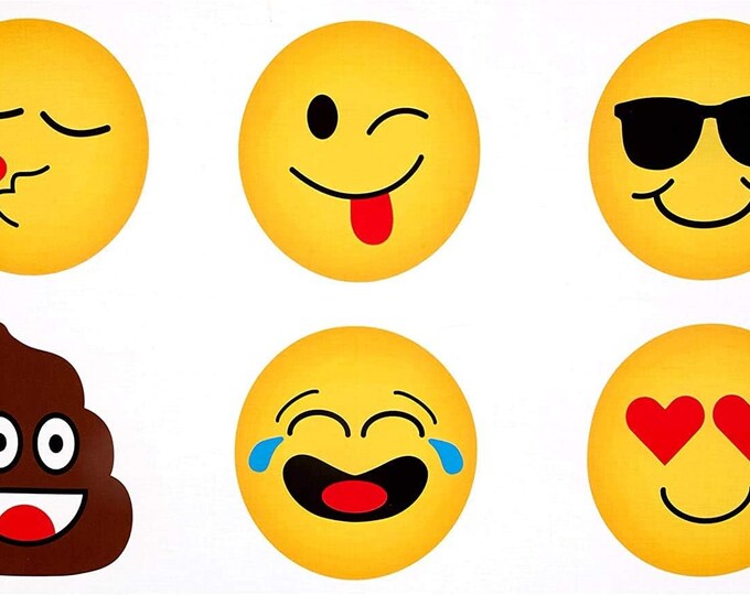 Robert Kaufman OMG LOL 24" Panel White Emojies Premium Quality 100% Cotton Sold By The Panel (RK374)