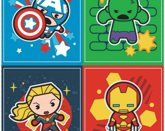 Camelot Fabrics Marvel Fabric Kawaii Heroes Panel in Mult (35"x44") Premium Quality 100% Cotton Fabric"  Sold by the Panel (CA55KK)