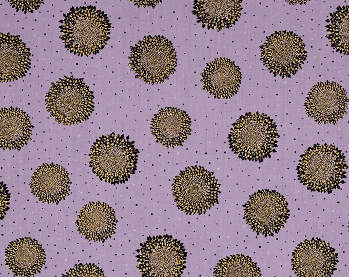 Quilting Treasures Bellisima Floral Medallions Metallic Lilac Premium Quality 100% Cotton Fabric (QT846)