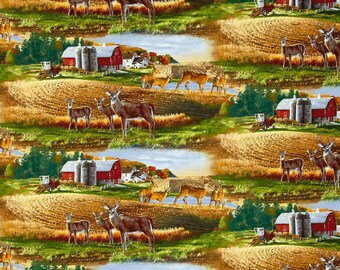 Elizabeth's Studio Whitetails Scenic Multi Premium Quality 100% Cotton Fabric (ES347KK)