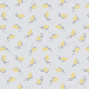 Lewis & Irene Small Things Mythical Magical Fairies Metallic Silver Premium Quality 100% Cotton Fabric (M523)