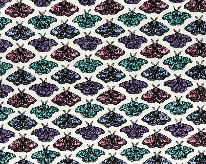 Camelot Fabrics Mystic Moths White Premium Quality 100% Cotton Fabric (CA1308KK)
