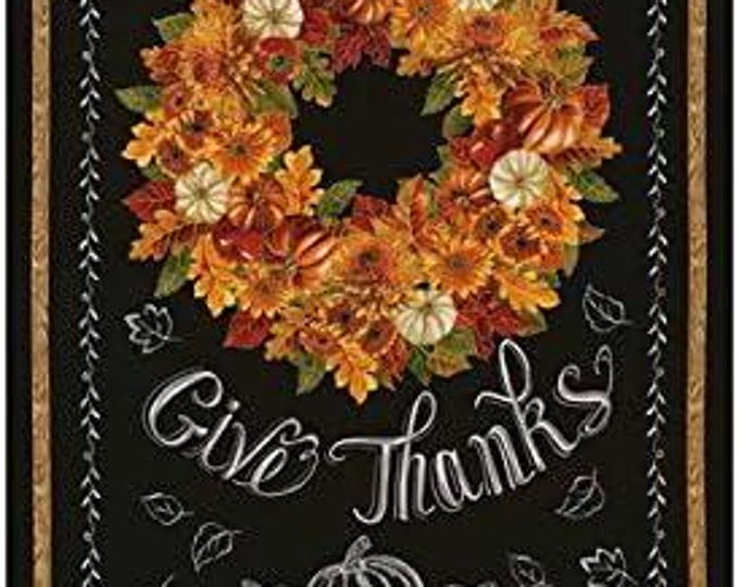 Timeless Treasures Harvest Holiday 2017 Black Wreath Chalkboard Panel 23 x 44 in. Premium Quality 100% Cotton Fabric by the Panel (M4TT)