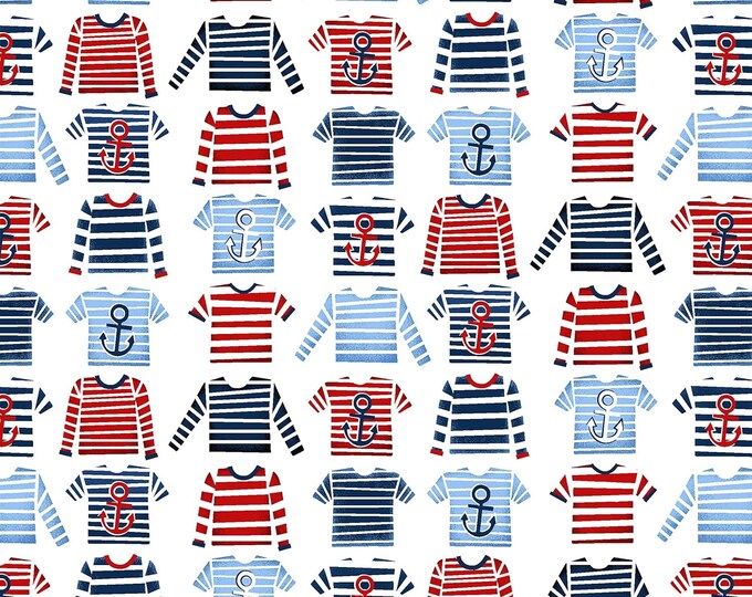 Studio E Fabrics A Whale Of A Time Striped T-Shirts Premium Quality 100% Cotton Fabric (M691KK)