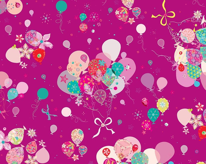 Quilting Treasures Let's Celebrate Bunch Of Balloons Fabric, Purple Premium Quality 100% Cotton Fabric (QT903)