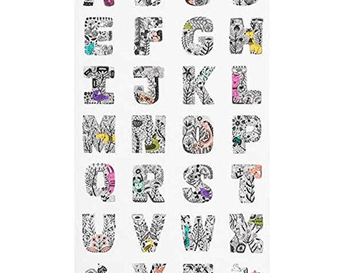 Robert Kaufman Lettered Print Shop Alphabet Panel 24 Inch Premium Quality 100% Cotton Fabric (RK393KK)