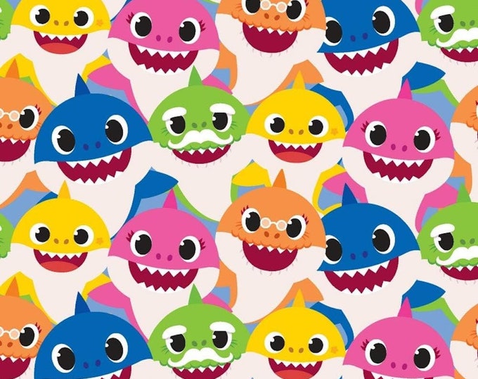 Springs Creative Nickelodeon Baby Shark Family Packed Multicolor Premium Quality 100% Cotton Fabric (SC1554KK)
