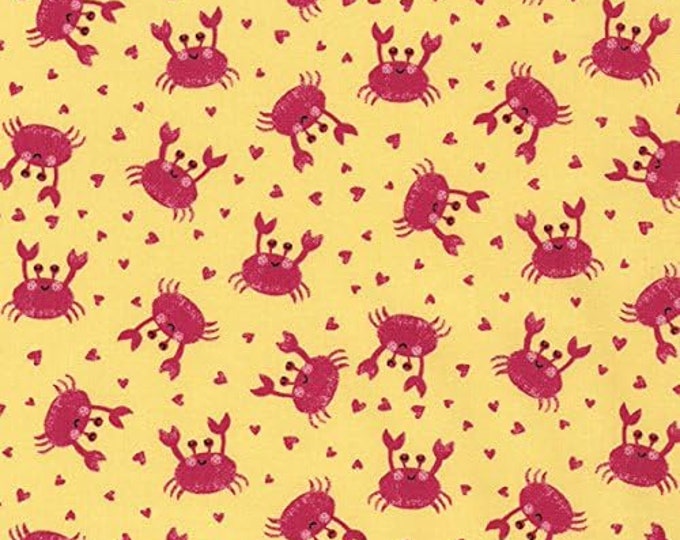Timeless Treasures Fabrics Novelty Yellow Crab Premium Quality 100% Cotton Fabric (TT311)