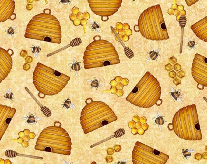 Quilting Treasures Sweet as Honey Beehives 29444-A Premium Quality 100% Cotton Fabric (QT887XX)