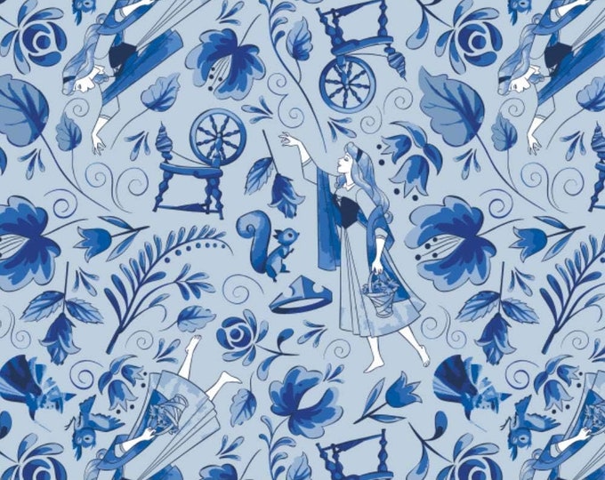 Camelot Fabrics Sleeping Beauty - Aurora Elements toss Light Blue Premium Quality 100% Cotton Fabric (CA818KK)