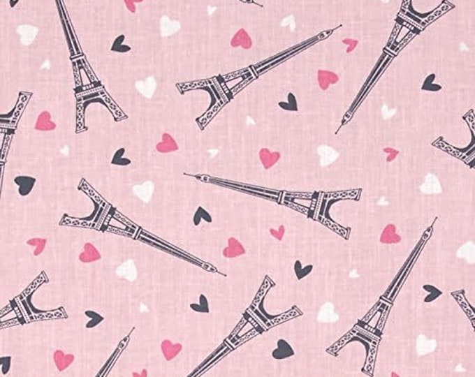 Timeless Treasures Eiffel Towers Pink 100% Cotton Fabric (TT28)