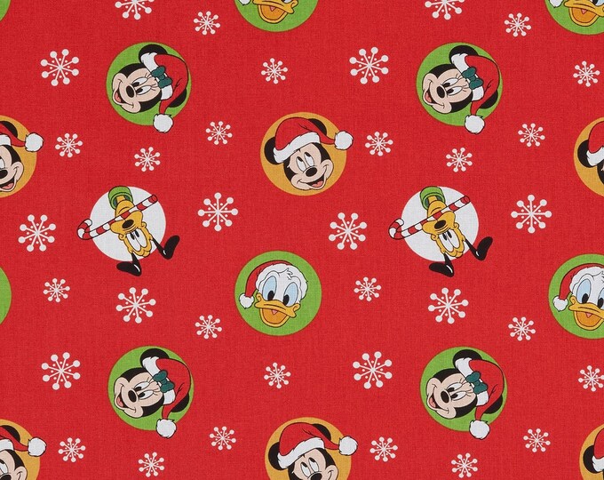Springs Creative Disney Mickey and Friends Christmas Badges Multi Premium Quality 100% Cotton Fabric (SC920BB)