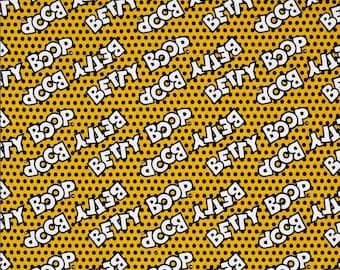 Camelot Fabrics Betty Boop Logo Yellow Premium Quality 100% Cotton Fabric (CA228)