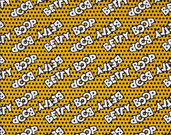 Camelot Fabrics Betty Boop Logo Yellow Premium Quality 100% Cotton Fabric (CA228)
