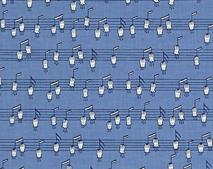 Quilting Treasures Melodie Musical Notes (Horizontal) Wedgewood Premium Quality 100% Cotton Fabric (QT729)