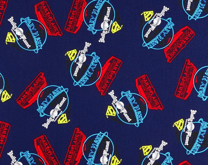 Camelot Fabrics DC Comics Superman Daily Planet in Navy Premium Quality 100% Cotton Fabric (CA361KK)