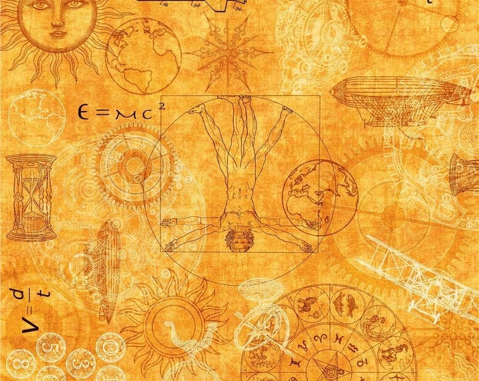 Quilting Treasures Intergalactic Space Time Marigold Premium Quality 100% Cotton Fabric (QT794)