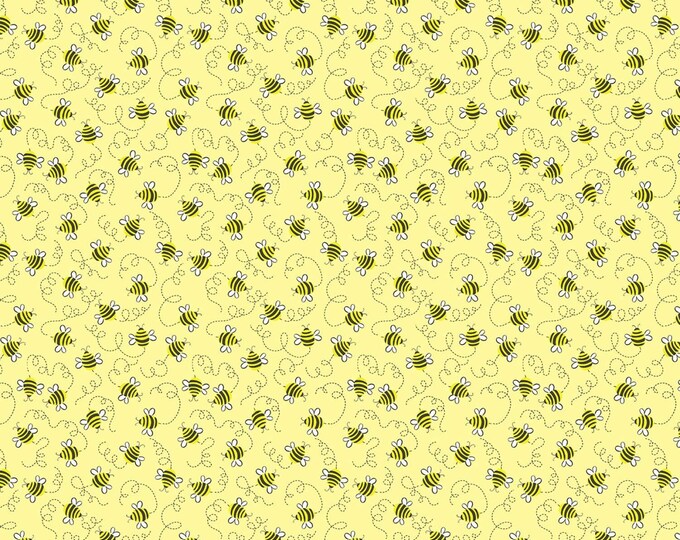 Timeless Treasures Swirling Bees Yellow Premium Quality 100% Cotton Fabric (TT1207KK)