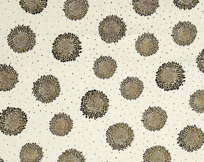 Quilting Treasures Bellisima Floral Medallions Metallic Beige Premium Quality 100% Cotton Fabric (QT873)