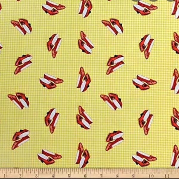 Camelot Fabrics The Wizard of Oz Ruby Shoes in Yellow Premium Quality 100% Cotton Fabric (CA1255KK)