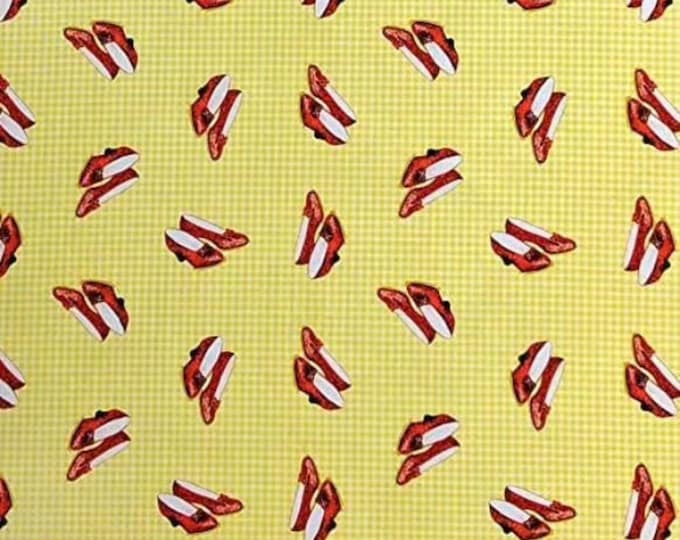 Camelot Fabrics The Wizard of Oz Ruby Shoes in Yellow Premium Quality 100% Cotton Fabric (CA1255KK)