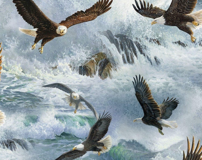 Springs Creative Wild Wings Quest of The Hunter Eagle Flight Multicolor Premium Quality 100% Cotton Fabric (SC17XX)