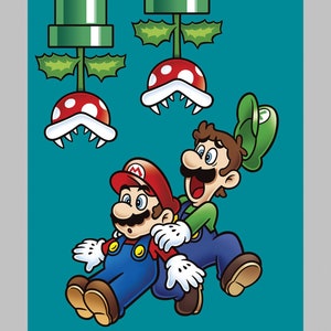 Springs Creative Super Mario Luigi & Mario Jump 35" Panel Premium Quality 100% Cotton Fabric by The Panel. (SC1576KK)