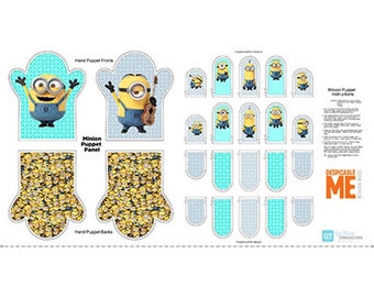 Quilting Treasures Millions of minions Hand Puppet Panel 24" Premium Quality 100% Cotton Fabric by the Panel  (QT663)