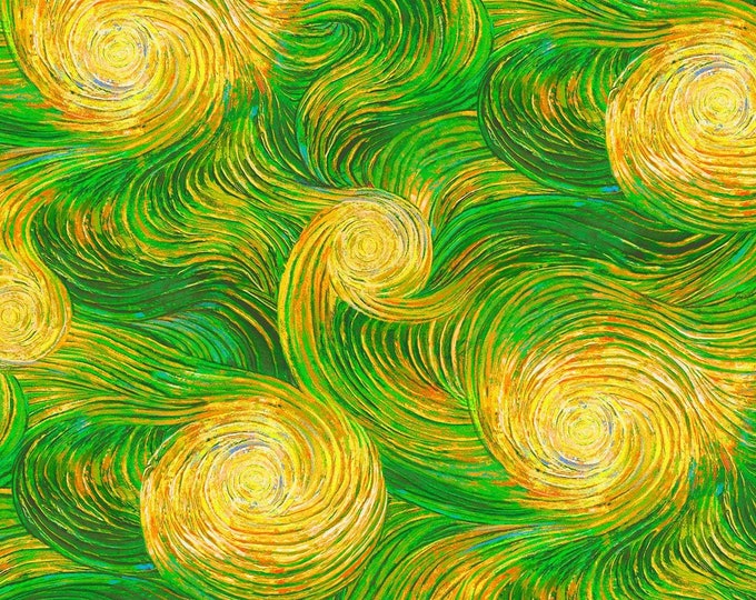 Quilting Treasures Artworks Xi Ombre Swirl Green Premium Quality 100% Cotton Fabric (QT1052)